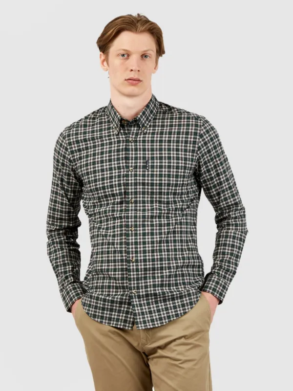 Long-Sleeve Mini Tartan-Check Shirt - Dark Green sold by Ben Sherman