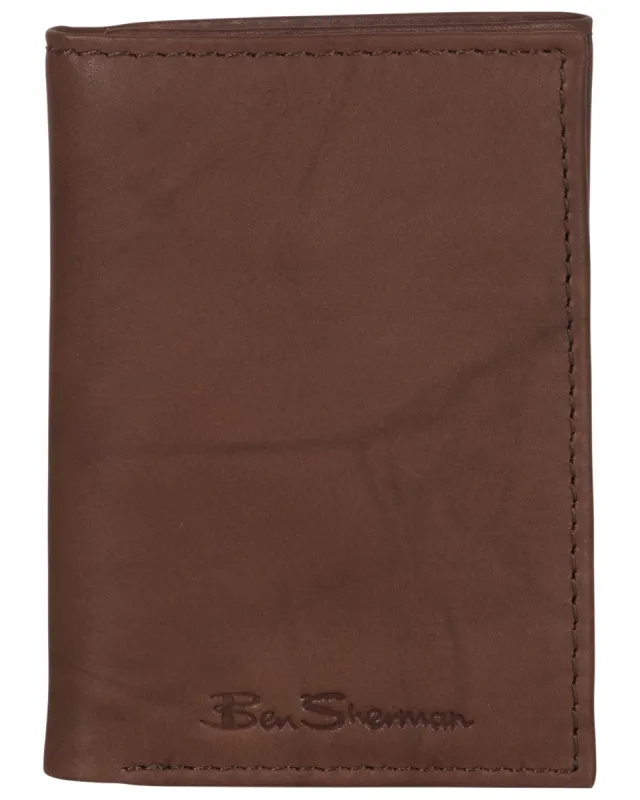 Manchester Marble Crunch Leather Trifold Wallet - Brown made by Heritage