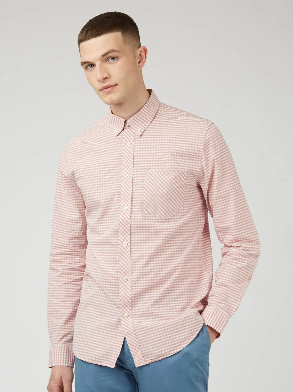 Signature Gingham Long-Sleeve Shirt - Raspberry sold by Ben Sherman