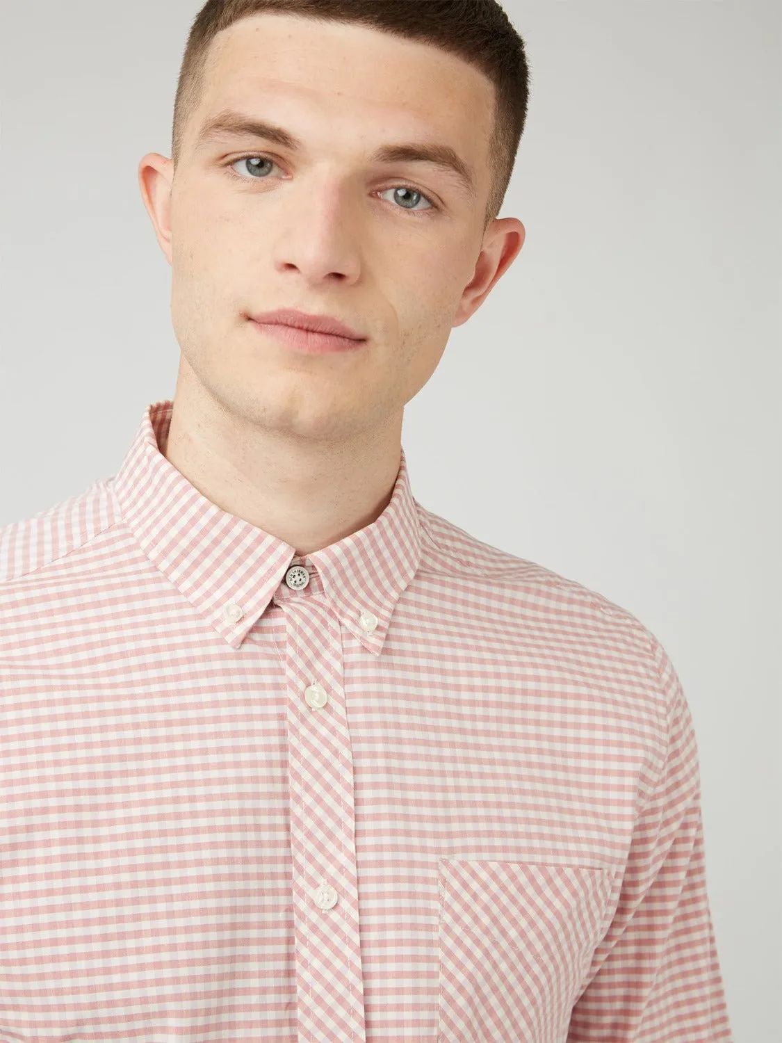 Signature Gingham Long-Sleeve Shirt - Raspberry sold by Ben Sherman product image thumbnail 2