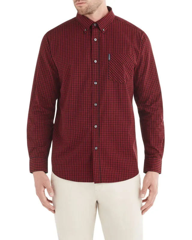 Long-Sleeve Classic Gingham Shirt - Red sold by Ben Sherman