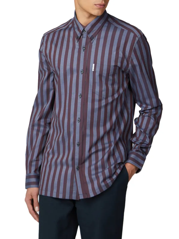 Long-Sleeve Archive Candy Stripe Oxford Shirt - Chestnut sold by Ben Sherman