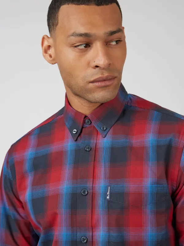 Gradient Check Long-Sleeve Shirt - Red sold by Ben Sherman