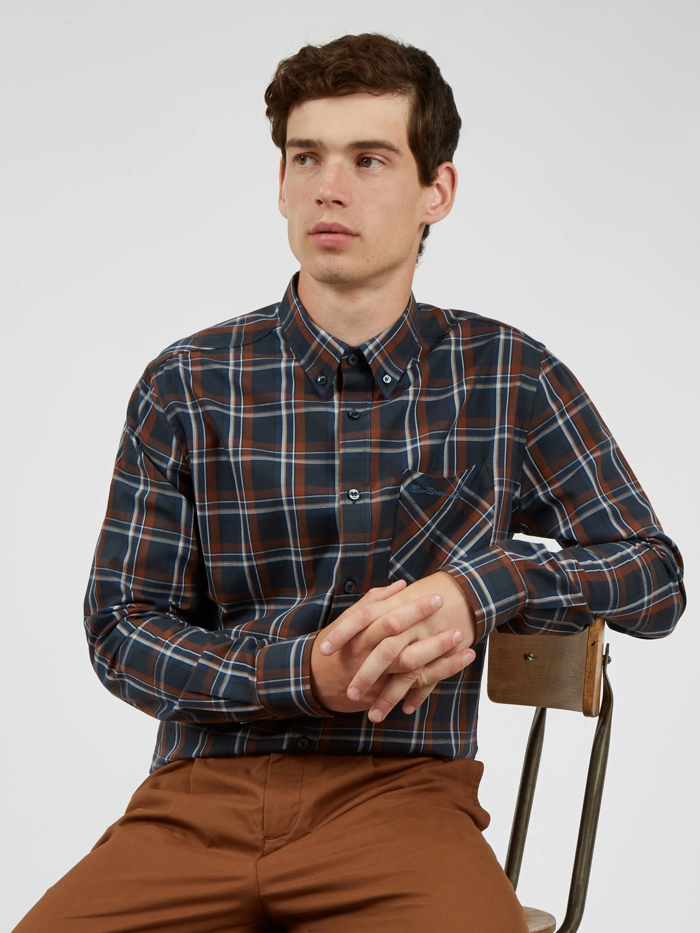 Long-Sleeve Winter Madras Check Shirt - Midnight sold by Ben Sherman