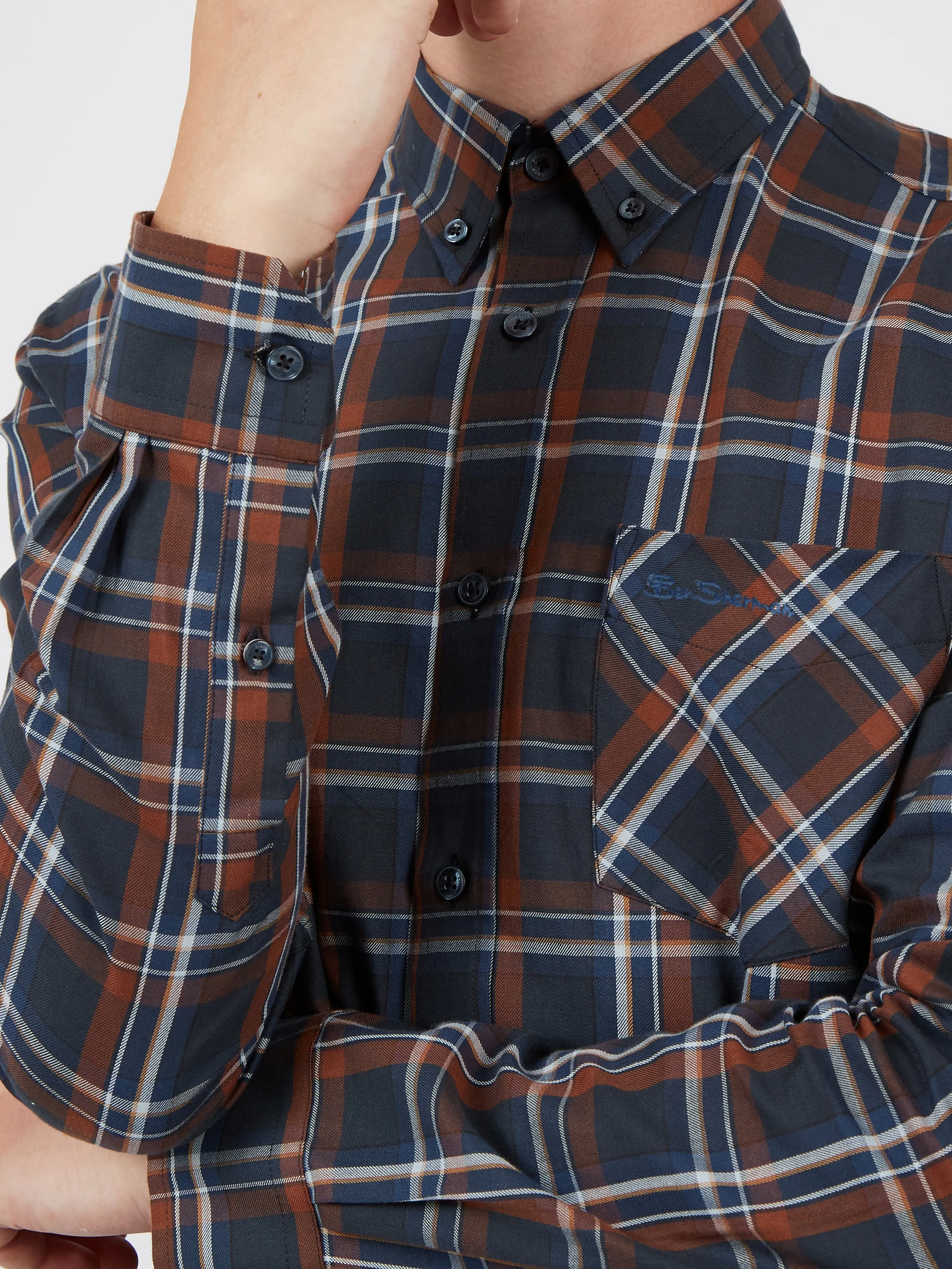 Long-Sleeve Winter Madras Check Shirt - Midnight sold by Ben Sherman product image thumbnail 4