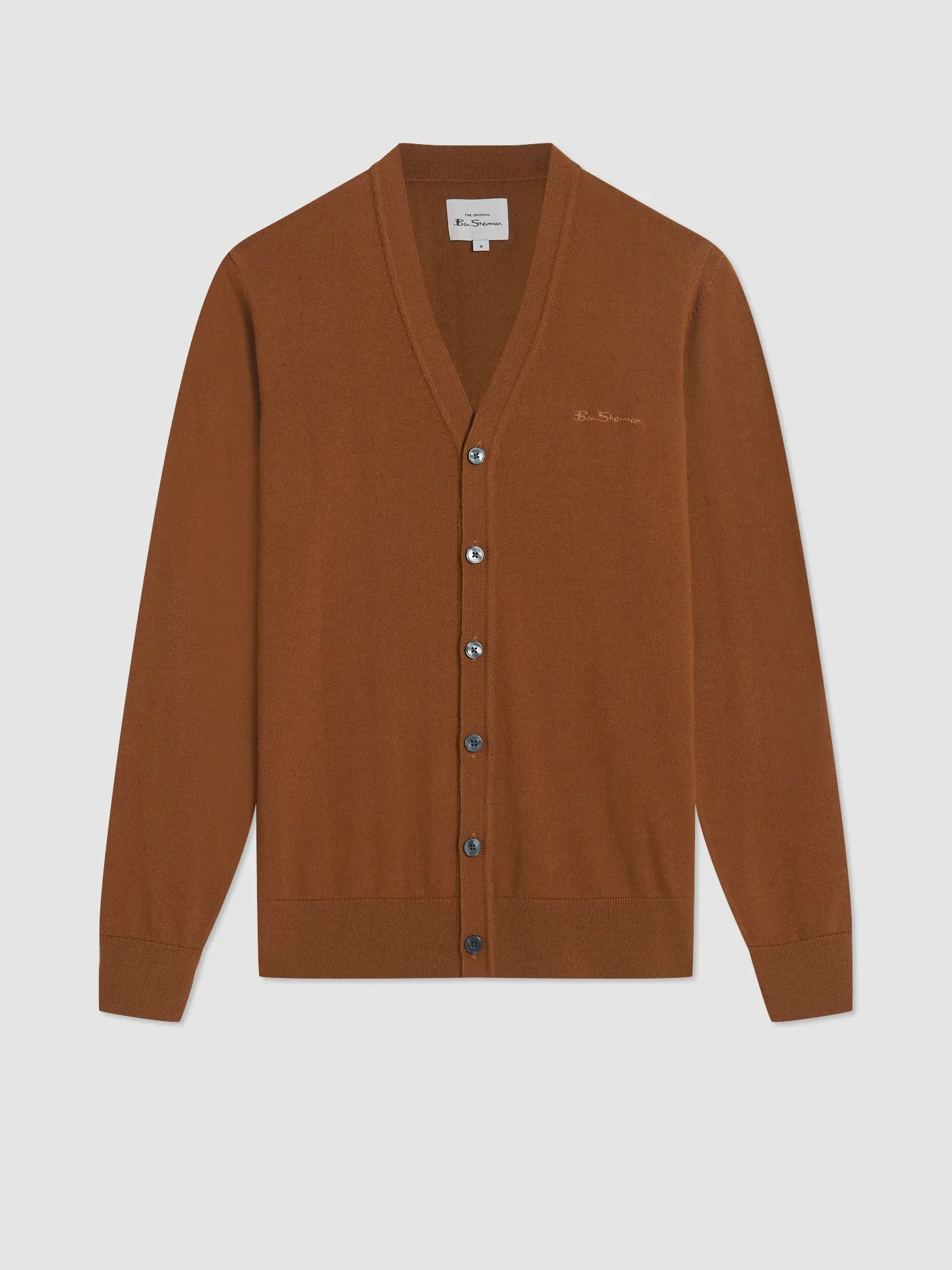 Signature Merino Knit Cardigan - Utility Brown sold by Ben Sherman