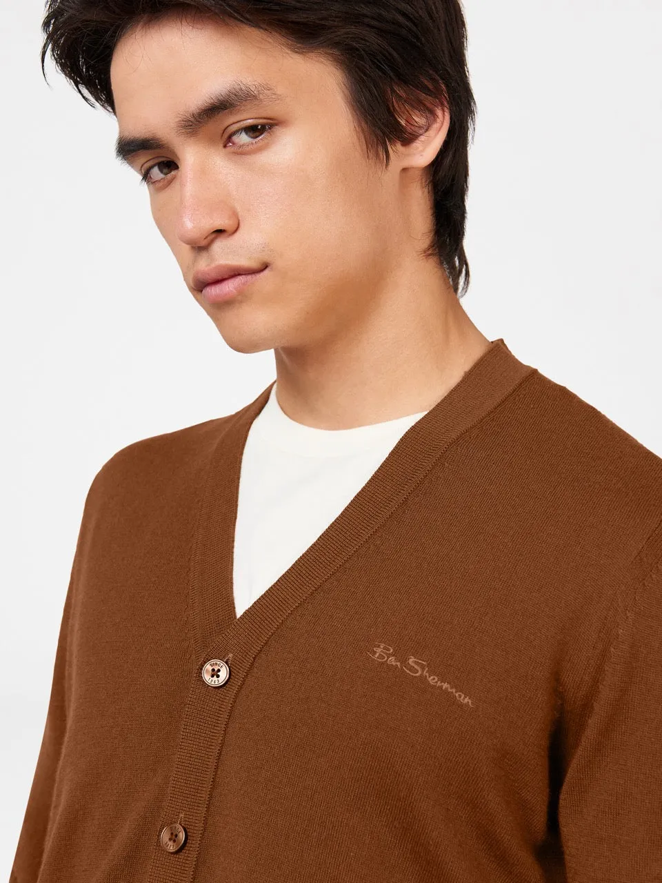 Signature Merino Knit Cardigan - Utility Brown sold by Ben Sherman product image thumbnail 3