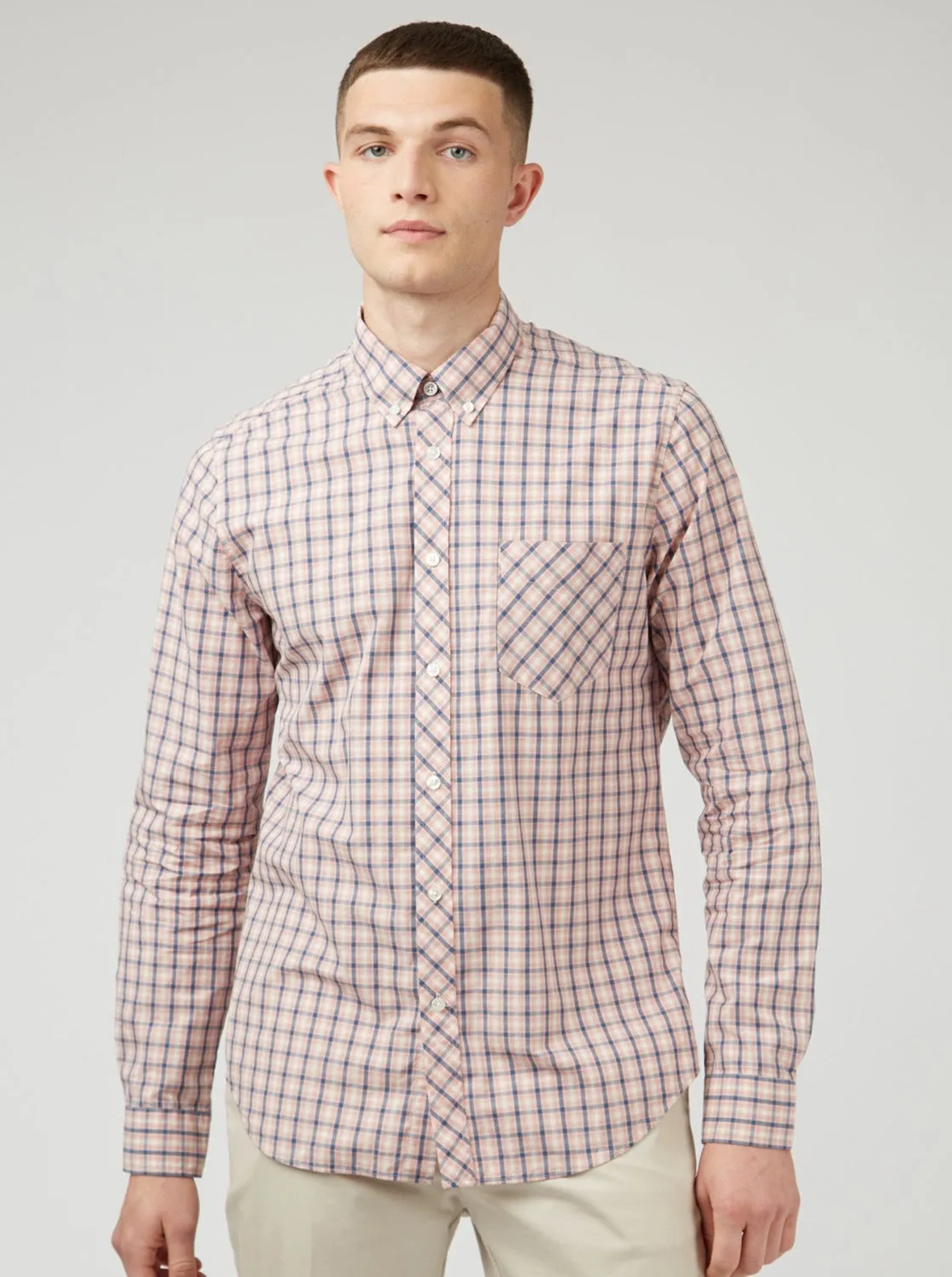 Signature House Check Long-Sleeve Shirt - Light Pink sold by Ben Sherman product image thumbnail 2