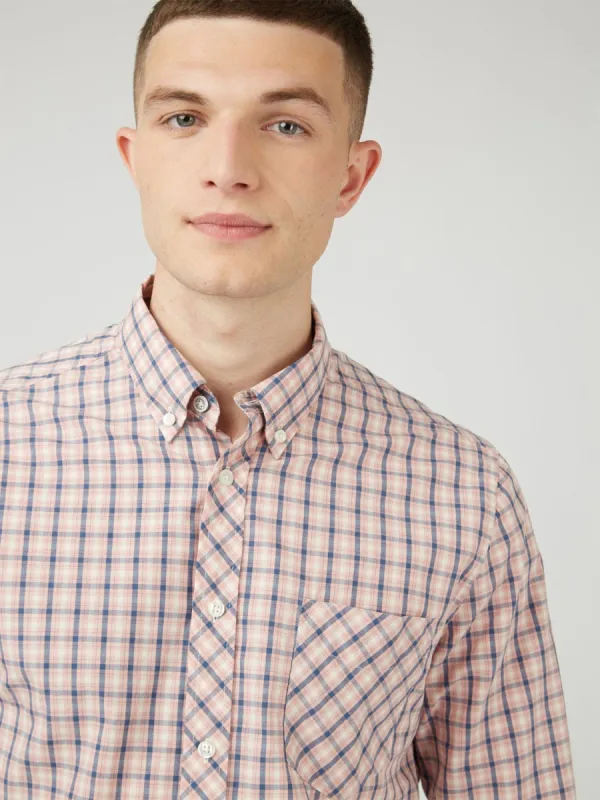 Signature House Check Long-Sleeve Shirt - Light Pink sold by Ben Sherman