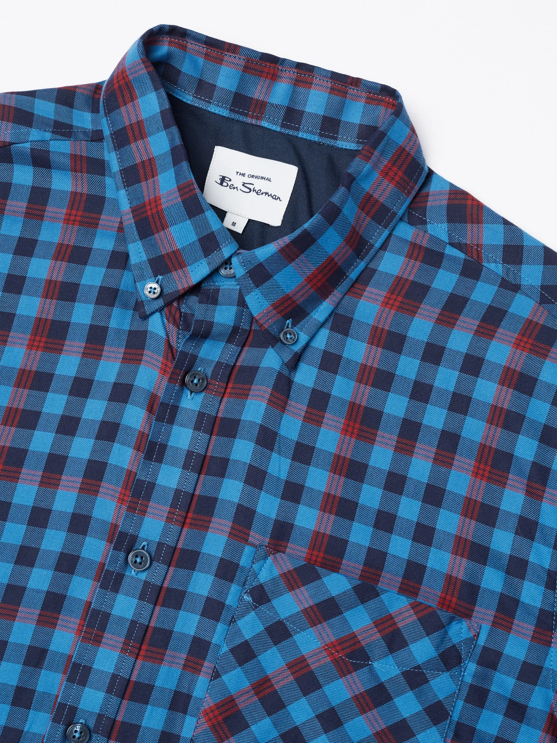 Gingham Overcheck Short-Sleeve Shirt - Bright Blue sold by Ben Sherman product image thumbnail 4