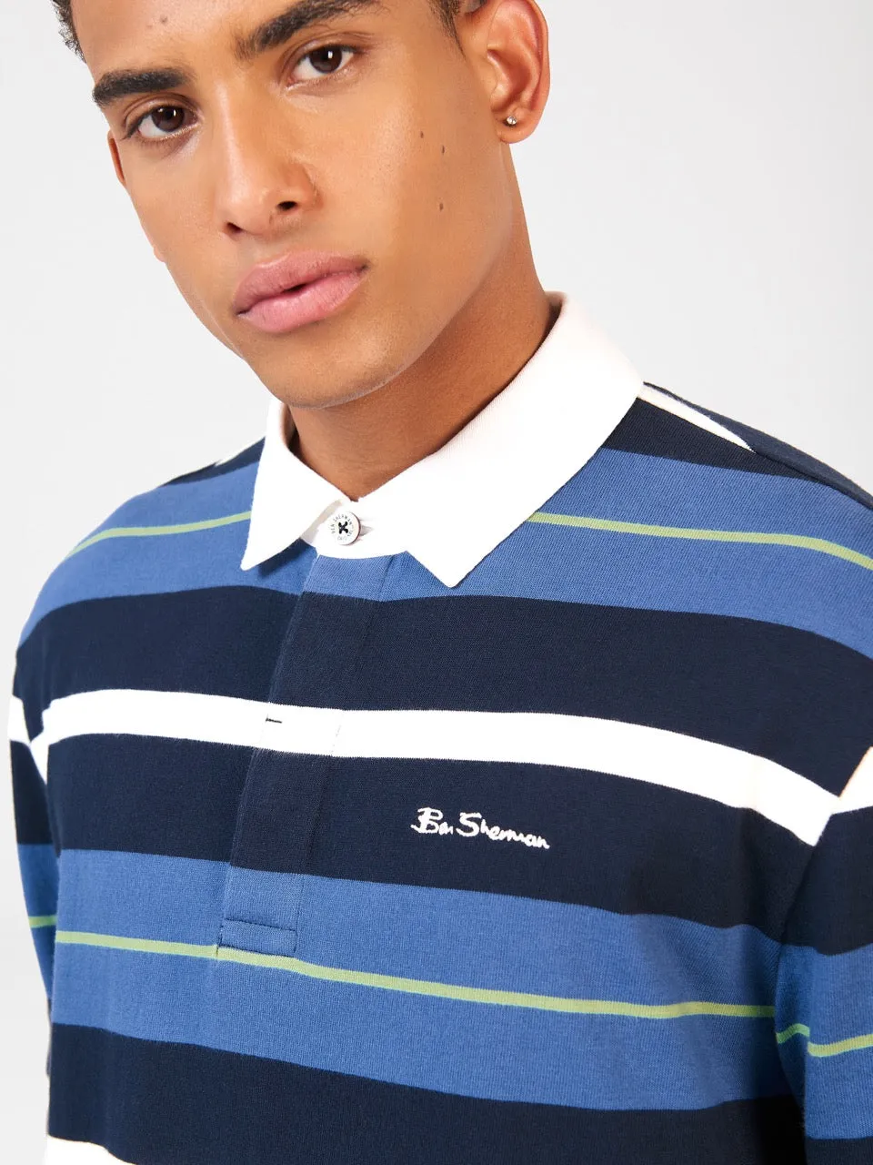 Striped Rugby Polo - Dark Navy sold by Ben Sherman product image thumbnail 4