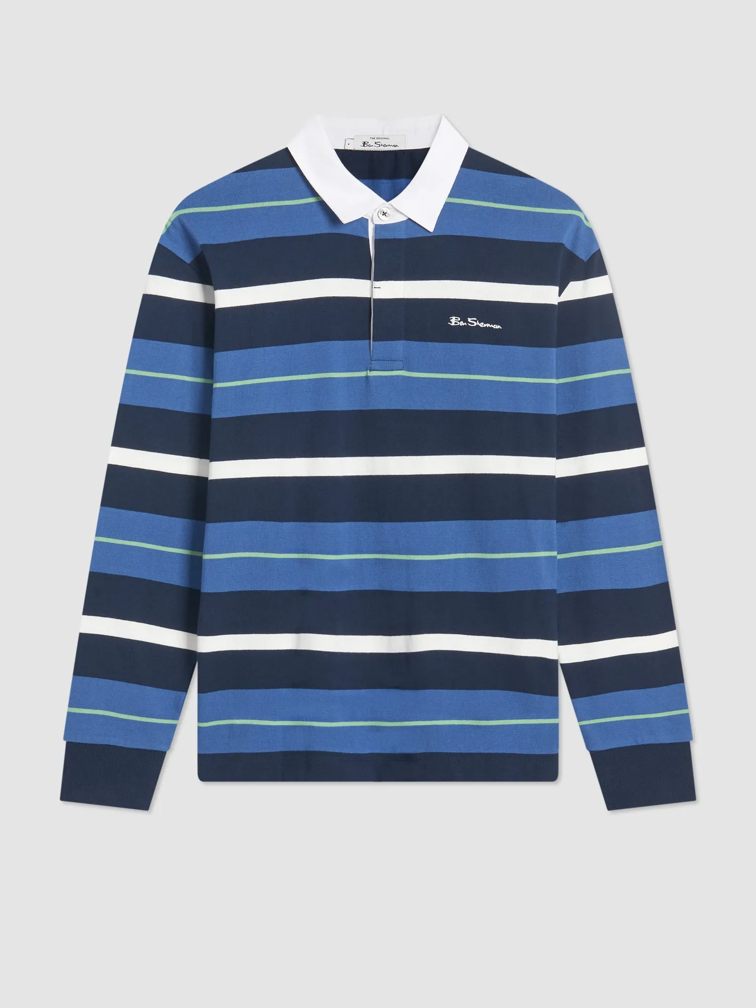 Striped Rugby Polo - Dark Navy sold by Ben Sherman