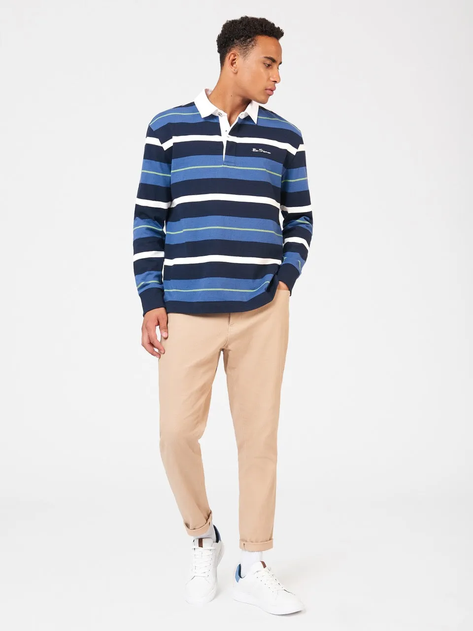 Striped Rugby Polo - Dark Navy sold by Ben Sherman product image thumbnail 3