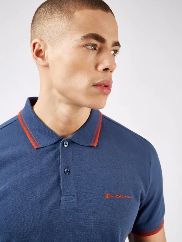 Signature Organic Cotton Polo - Blue Denim sold by Ben Sherman