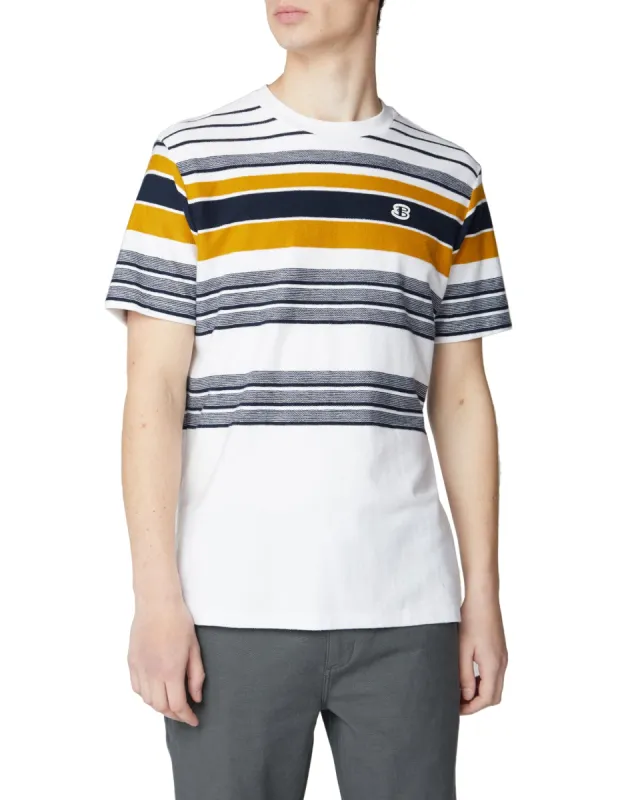 Reverse Knit Stripe Tee - Snow White sold by Ben Sherman