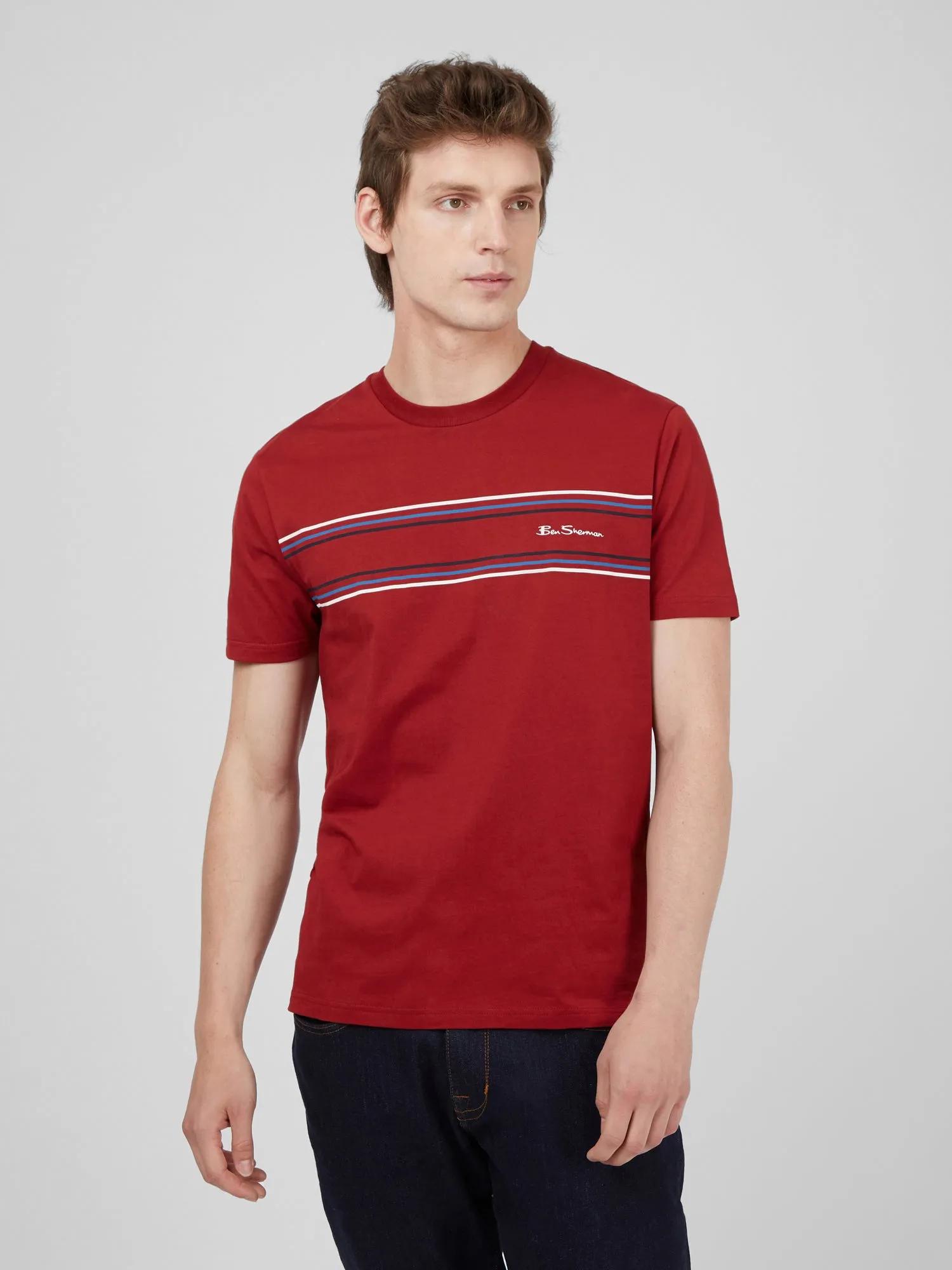 Chest Stripe Logo Tee - Red sold by Ben Sherman