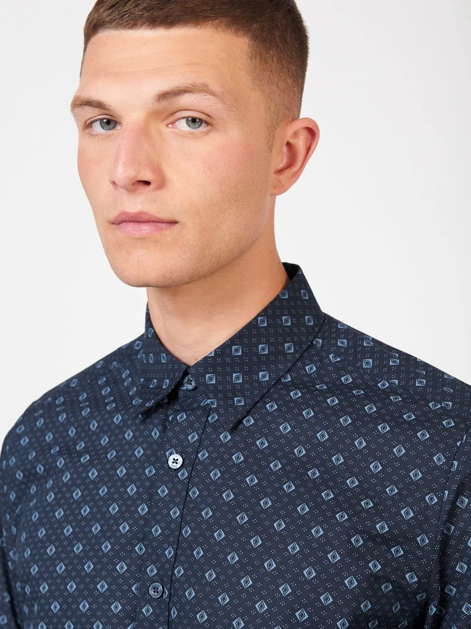 Signature Geo Print Shirt - Midnight sold by Ben Sherman