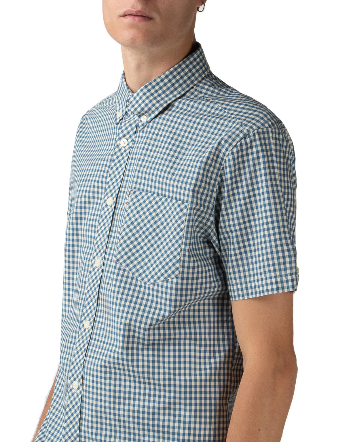 Short-Sleeve Gingham Shirt - Dark Blue sold by Ben Sherman