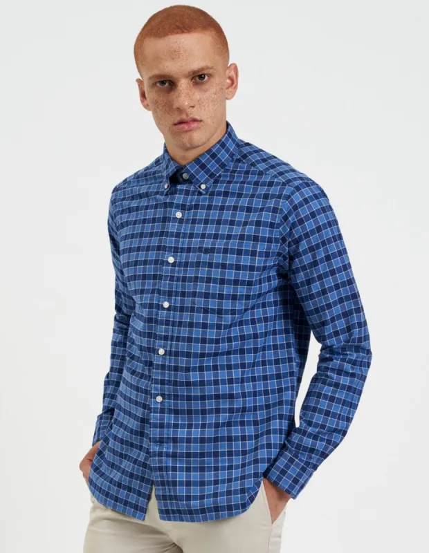 Brighton Oxford Organic Shirt - Navy Gingham sold by Ben Sherman