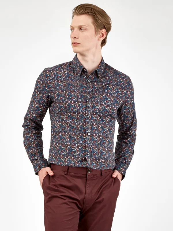 Long-Sleeve Multi-Color Floral Shirt - Midnight sold by Ben Sherman
