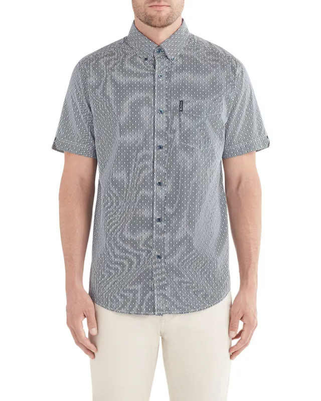 Short-Sleeve Polka Stripe Print Shirt - White sold by Ben Sherman