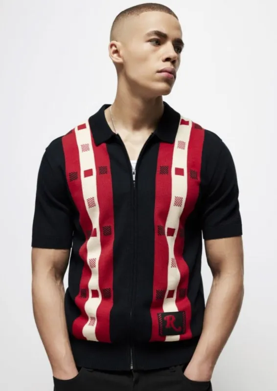 Rolling Stone Knit Zip Polo - Black sold by Ben Sherman
