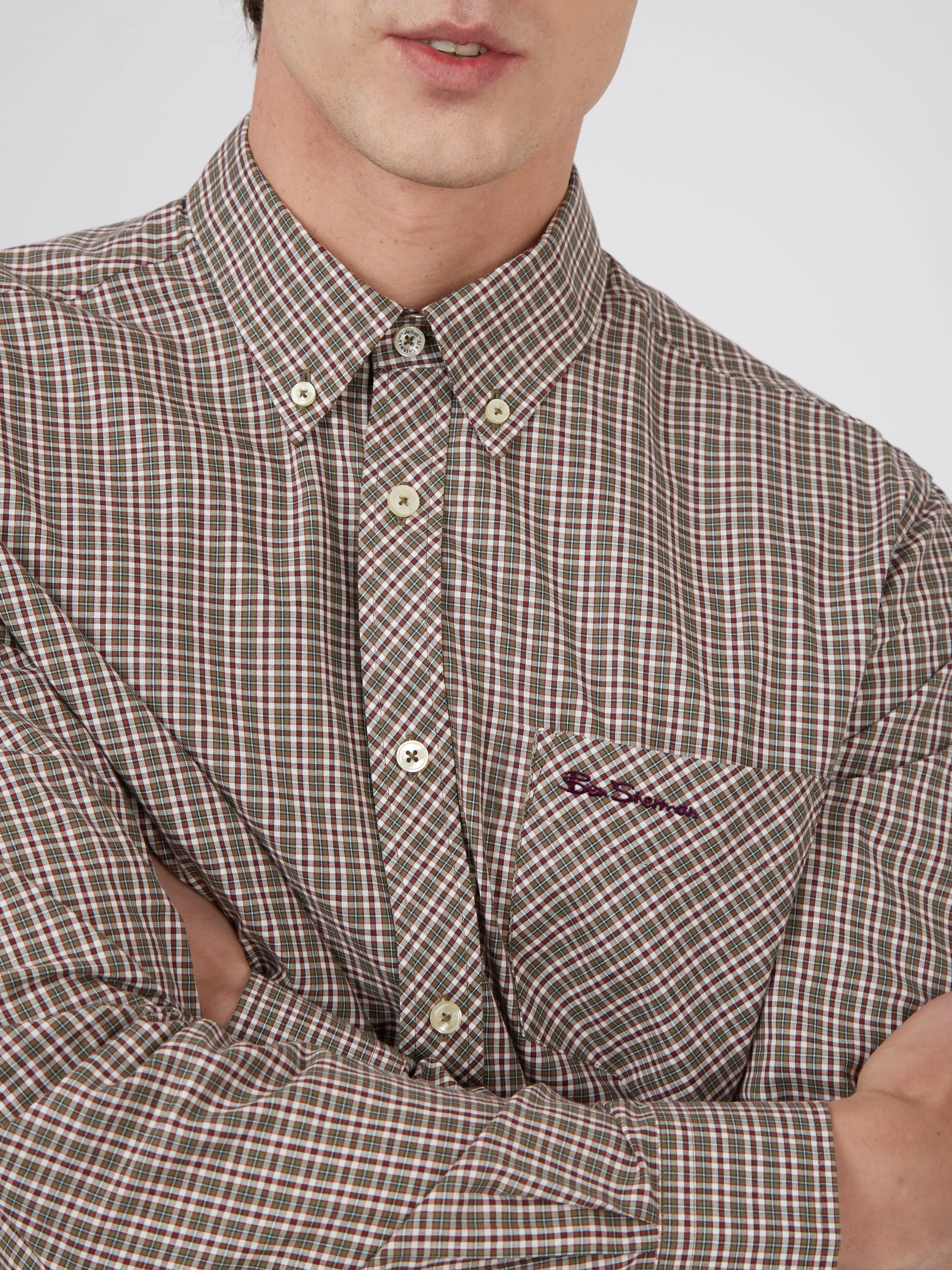 Long-Sleeve Mini-Check Shirt - Hemp sold by Ben Sherman product image thumbnail 2
