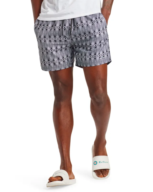 Men's Shoal Bay Geo Print Swim Short - Black/Snow White sold by Ben Sherman