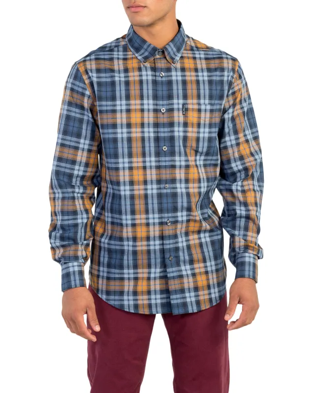 Long-Sleeve Placed End On End Shirt - Mustard sold by Ben Sherman