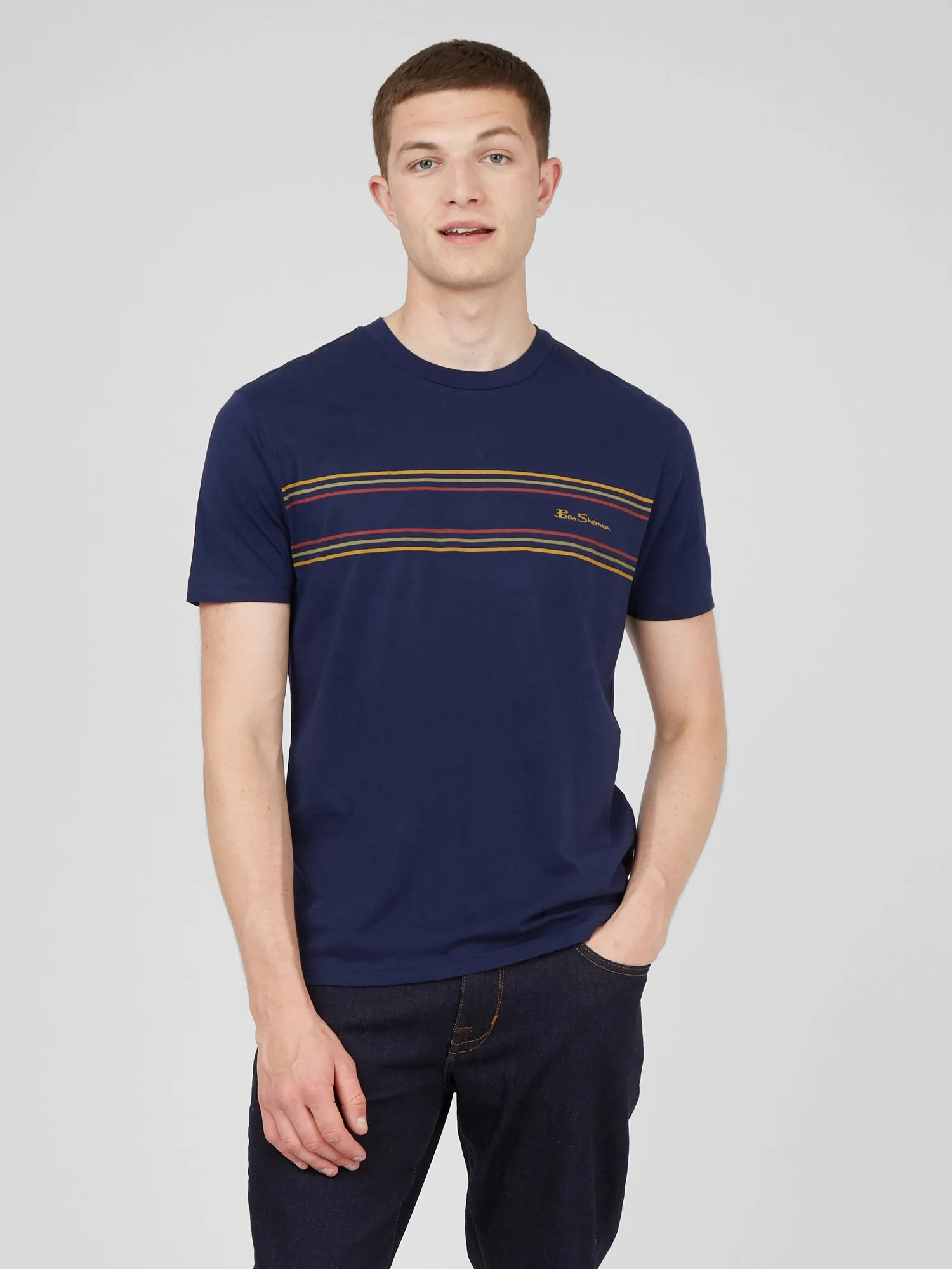 Chest Stripe Logo Tee - Marine sold by Ben Sherman