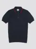 Textured Knit Contrast Tip Polo - Navy sold by Ben Sherman