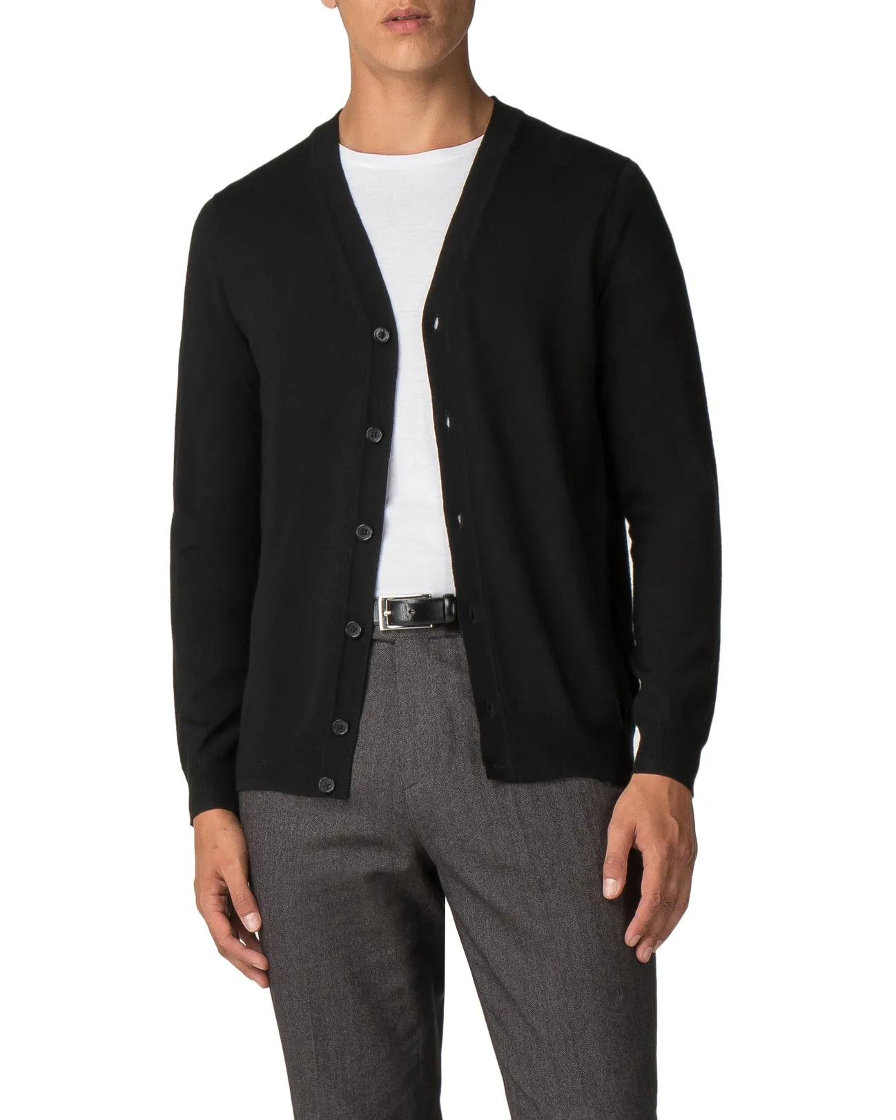 Merino Cardigan Sweater - True Black sold by Ben Sherman