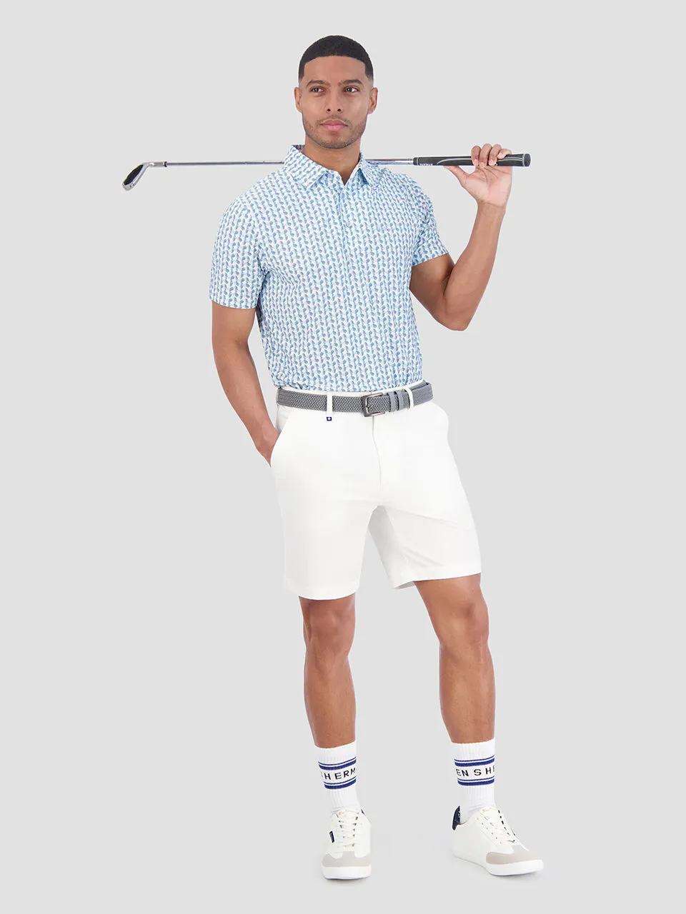 Bauhaus Geo Tech Jersey Sports Fit Polo - Light Blue sold by Ben Sherman product image thumbnail 3