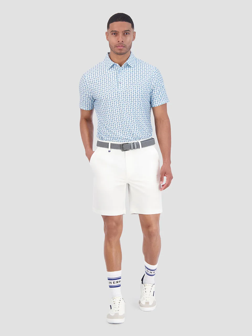 Bauhaus Geo Tech Jersey Sports Fit Polo - Light Blue sold by Ben Sherman