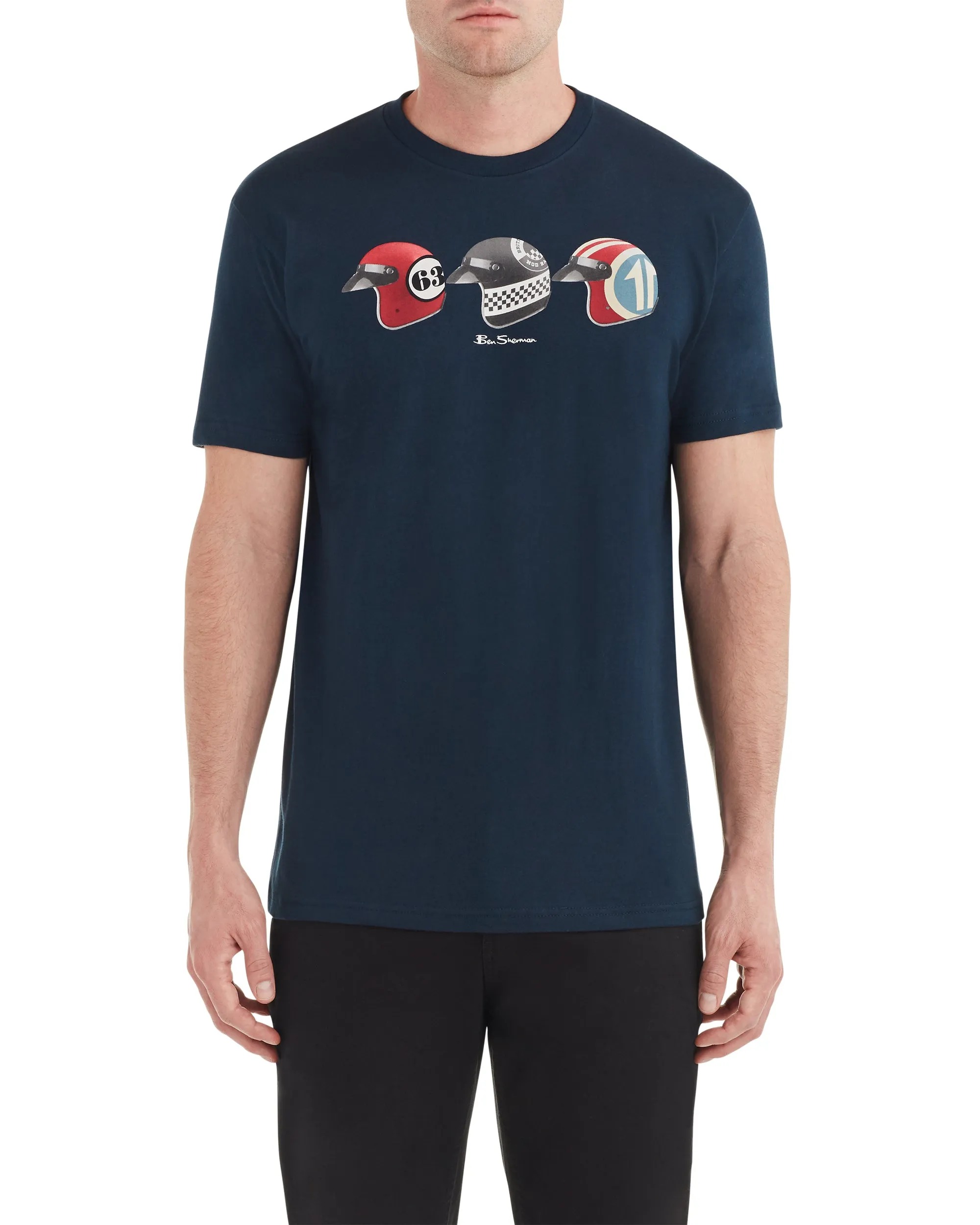 Helmets Graphic Tee - Navy sold by Ben Sherman