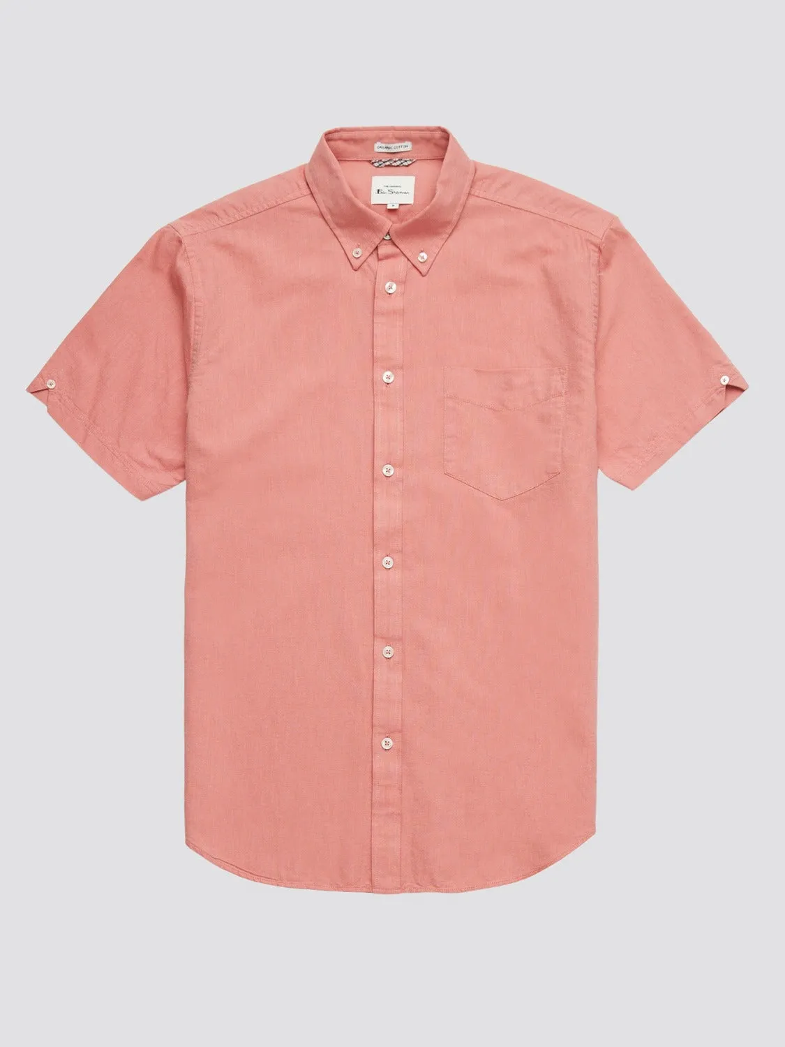 Signature Organic Short-Sleeve Oxford Shirt - Raspberry sold by Ben Sherman product image thumbnail 3