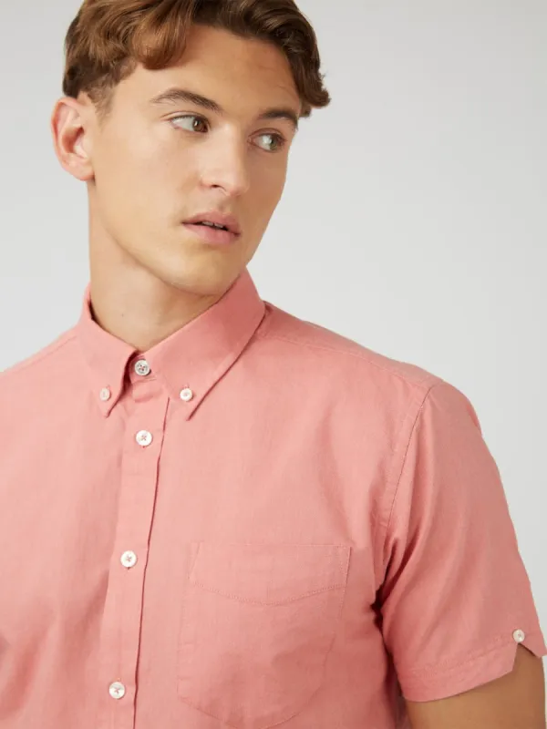 Signature Organic Short-Sleeve Oxford Shirt - Raspberry sold by Ben Sherman