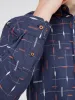 Long-Sleeve Herringbone Marl Print Shirt - Marine sold by Ben Sherman