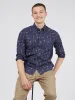 Long-Sleeve Herringbone Marl Print Shirt - Marine sold by Ben Sherman