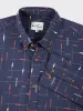 Long-Sleeve Herringbone Marl Print Shirt - Marine sold by Ben Sherman