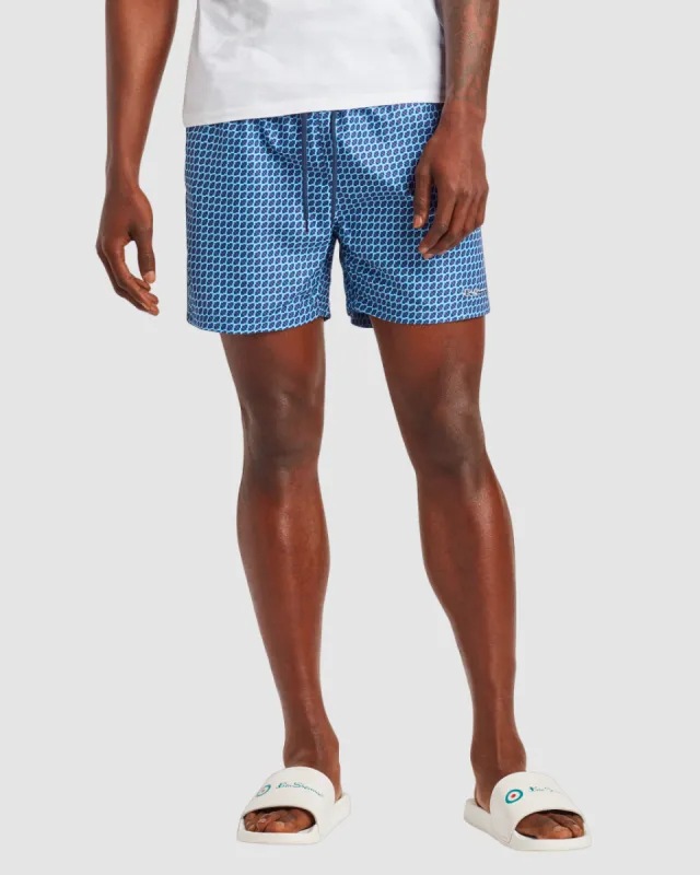 Men's Pink Sands Geo Print Swim Short - Blue/Navy/Red sold by Ben Sherman