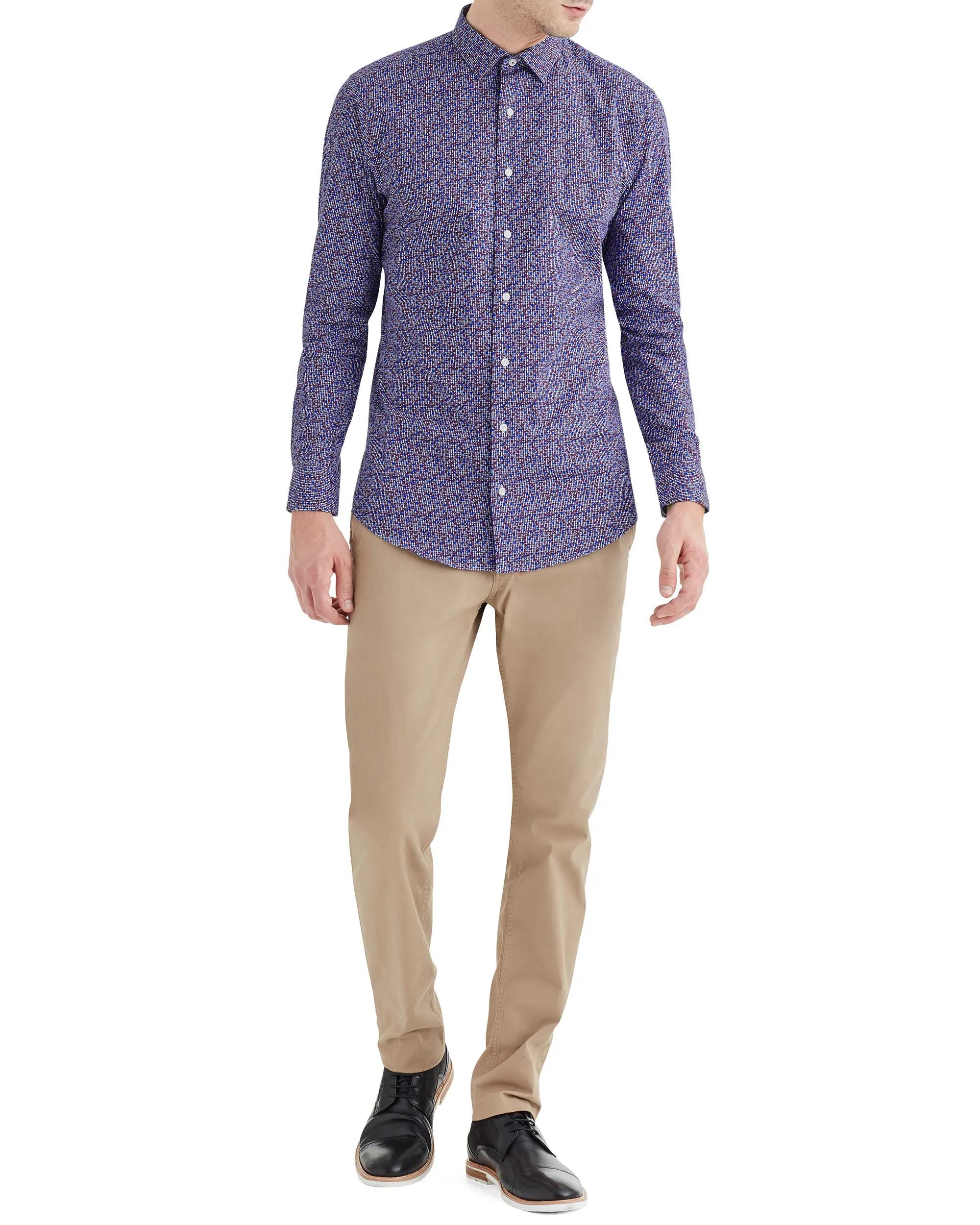 Multi Floral Printed Gingham Skinny Fit Dress Shirt sold by Ben Sherman product image thumbnail 3