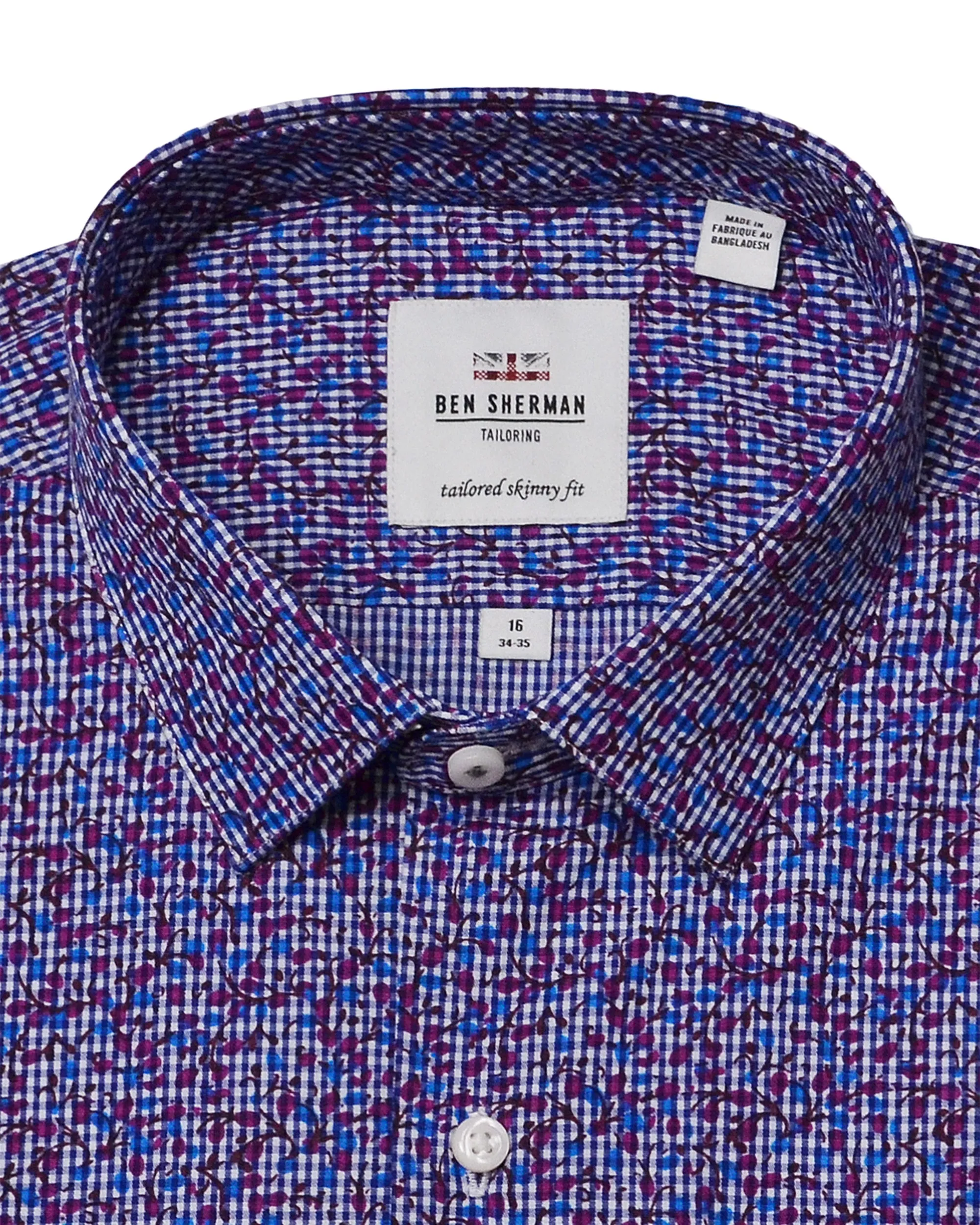 Multi Floral Printed Gingham Skinny Fit Dress Shirt sold by Ben Sherman product image thumbnail 5