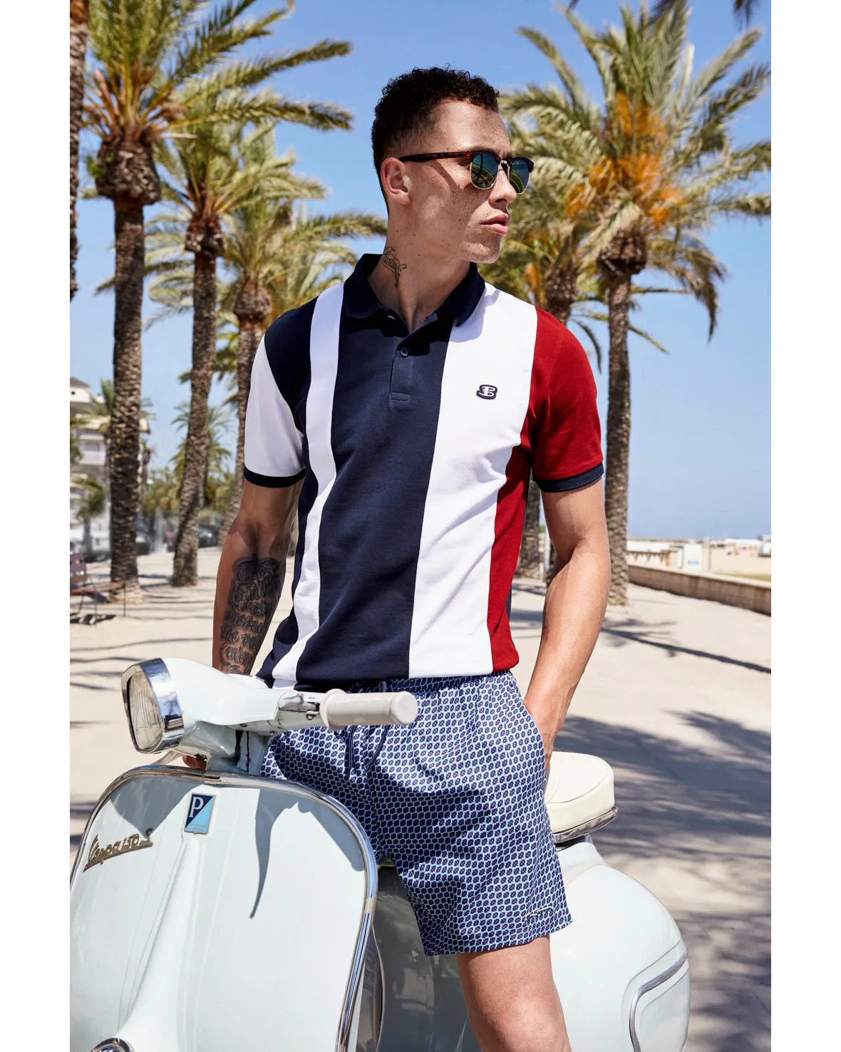 Men's Pink Sands Geo Print Swim Short - Blue/Navy/Red sold by Ben Sherman product image thumbnail 2