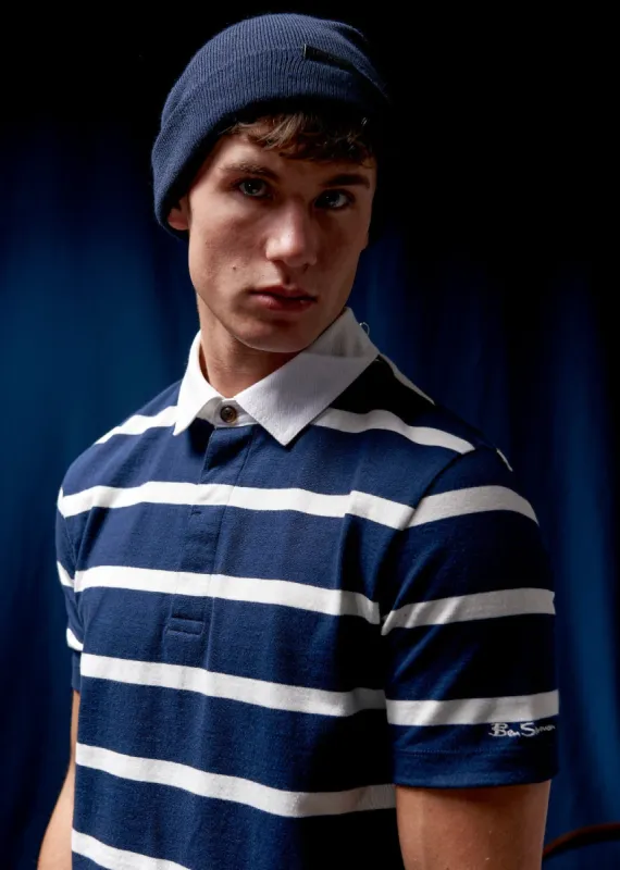 Bretton Stripe Rugby Knit Polo sold by Ben Sherman