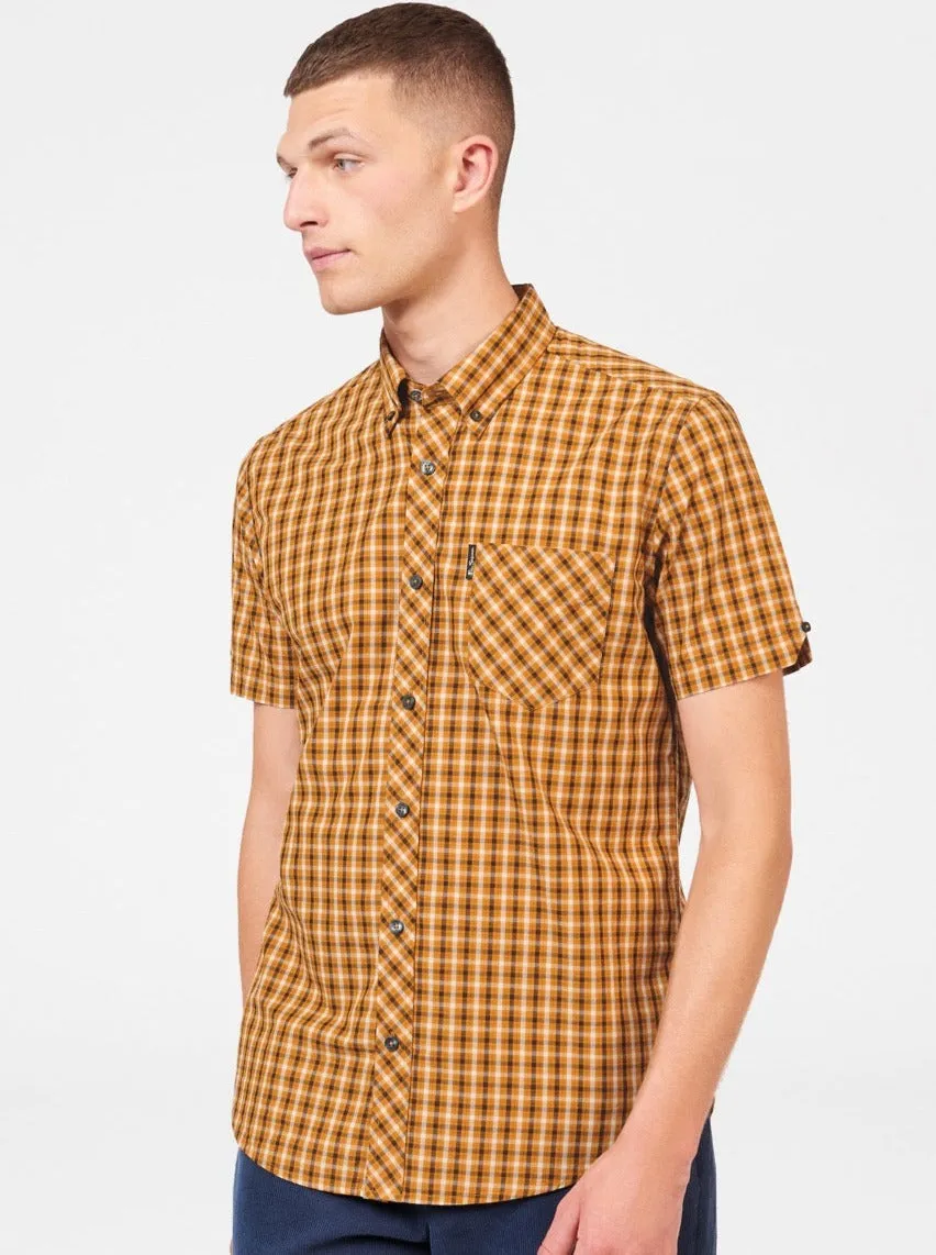 Signature House Check Short-Sleeve Shirt - Mustard sold by Ben Sherman