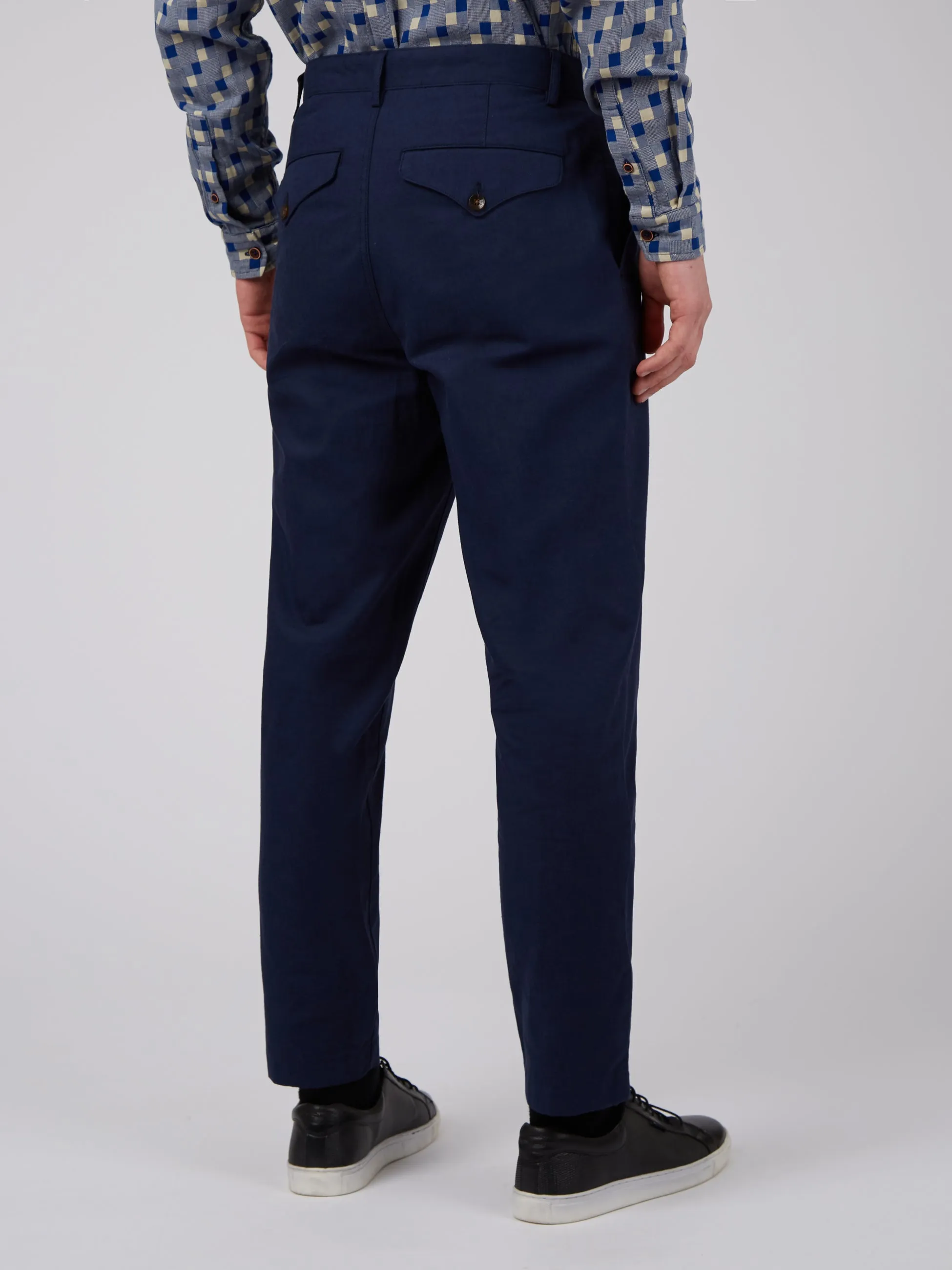 Linen Blend Slim Taper Trouser - Marine sold by Ben Sherman product image thumbnail 3