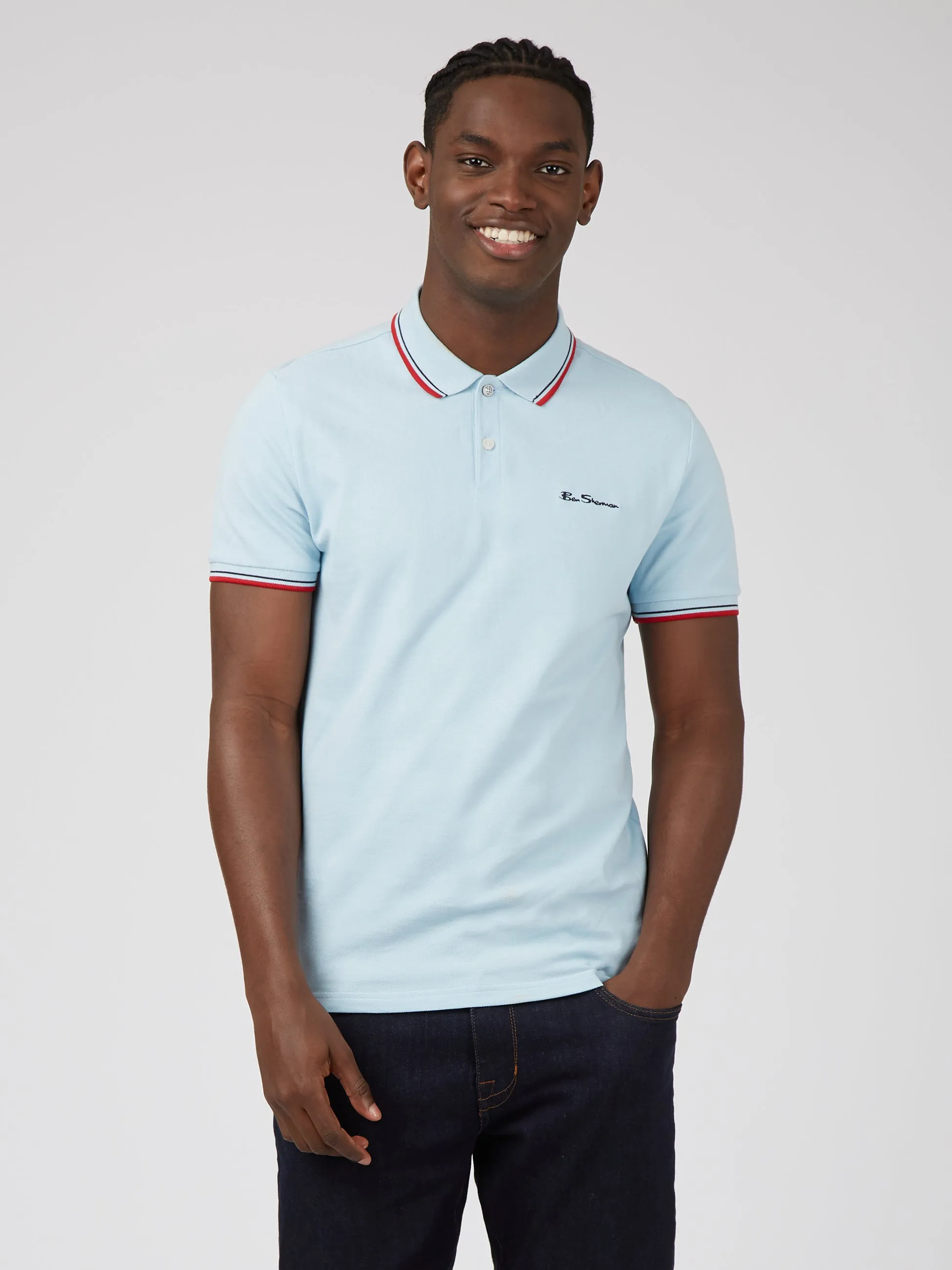 Signature Organic Cotton Polo - Sky Blue sold by Ben Sherman product image thumbnail 2