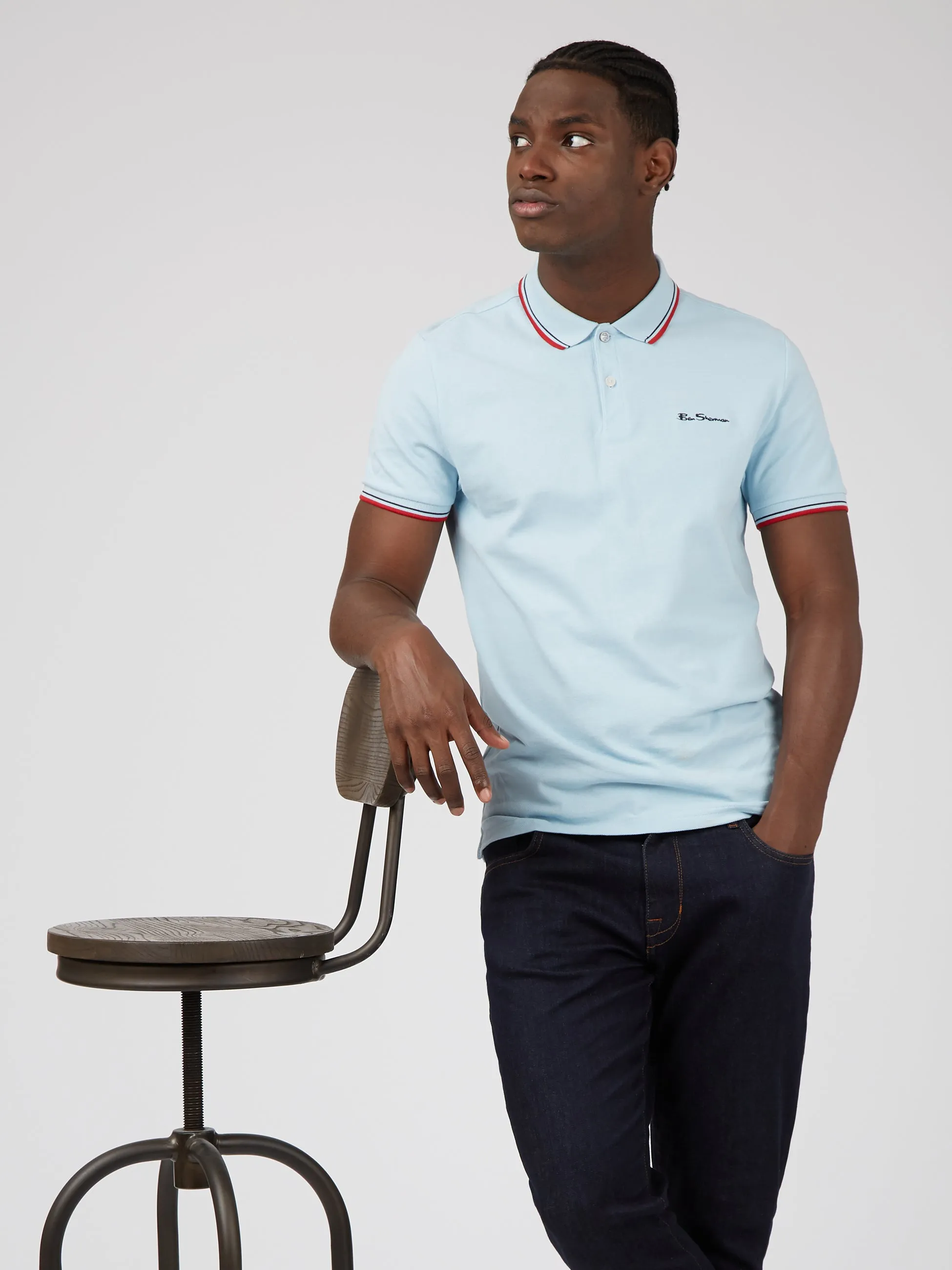 Signature Organic Cotton Polo - Sky Blue sold by Ben Sherman product image thumbnail 3