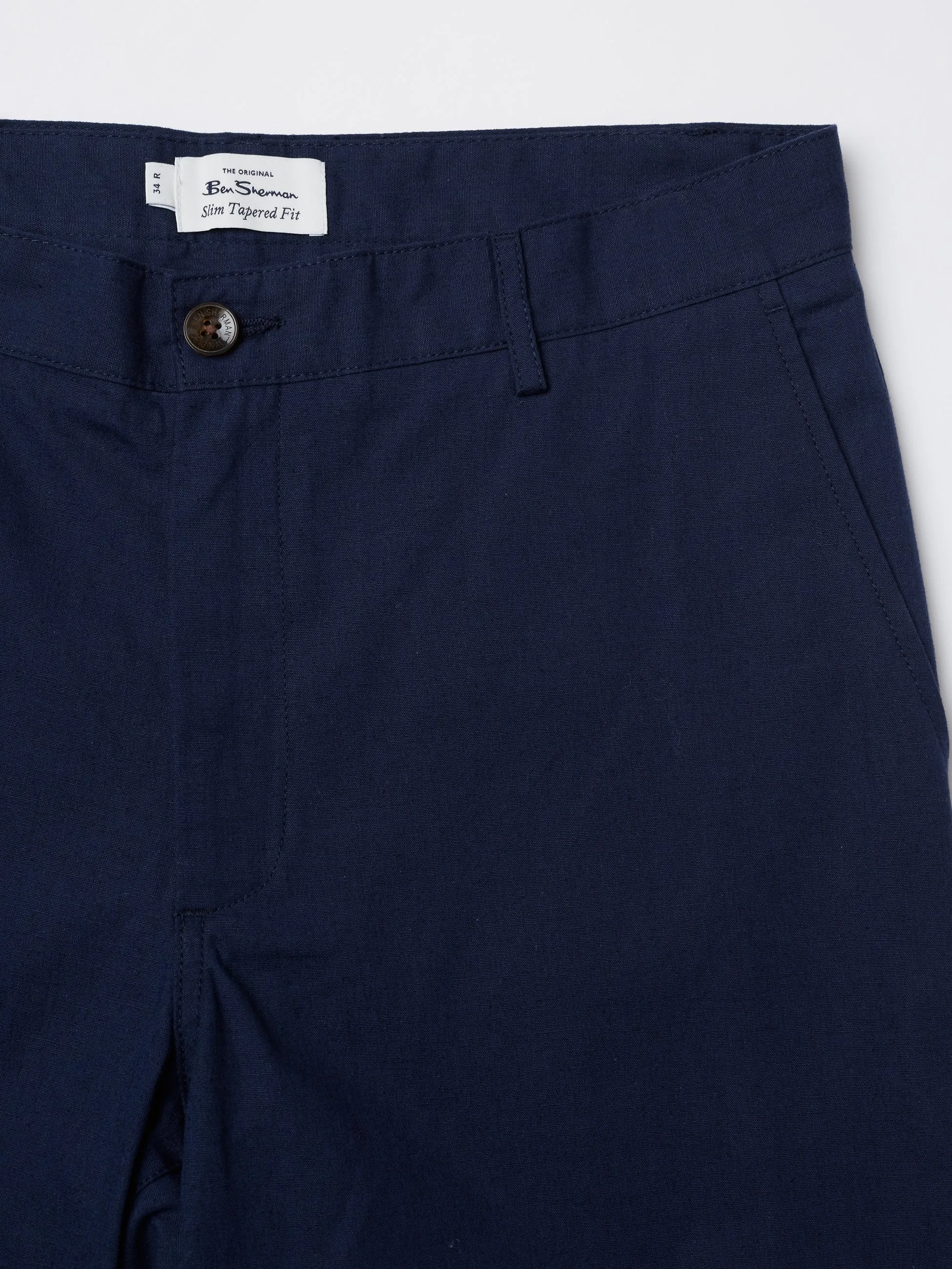Linen Blend Slim Taper Trouser - Marine sold by Ben Sherman product image thumbnail 5